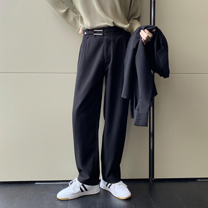 2025轻熟风宽松腰带装饰休闲长裤小直筒男裤子A202K0030P65