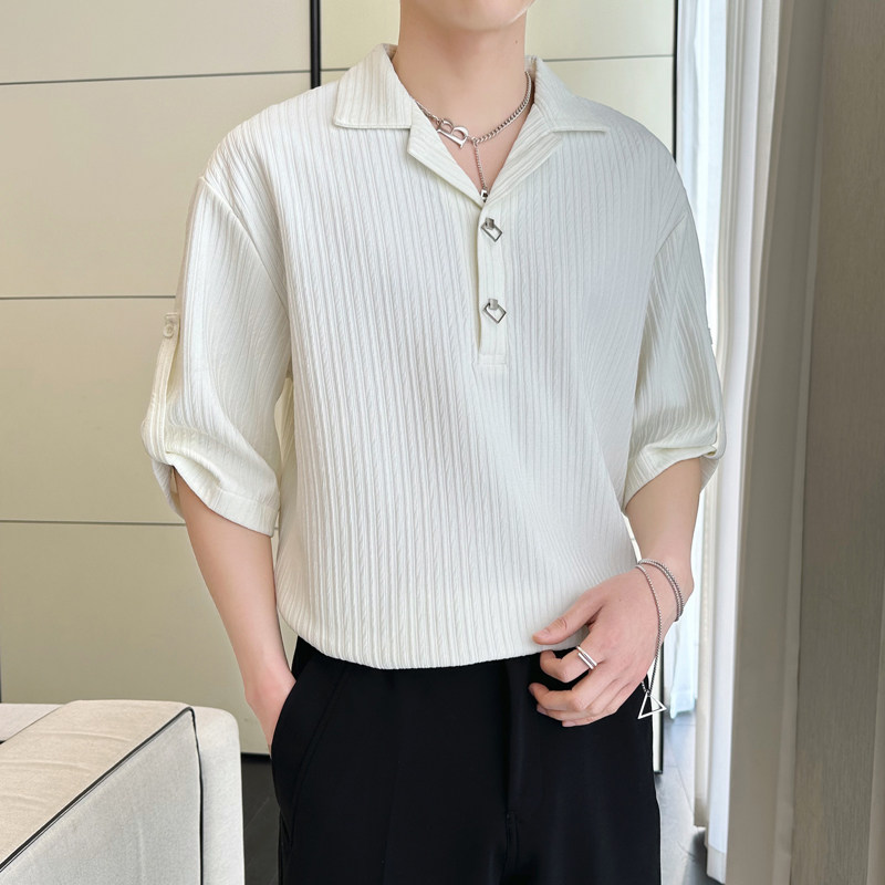 2025夏季新款风男士短袖冰丝POLO衫痞帅潮A202CS1029P50图片