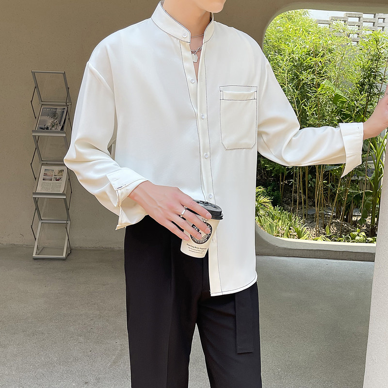 立领轻熟风落肩男士长袖衬衫抖音A202CS208P60,男装衬衫,星座1311（原A202）