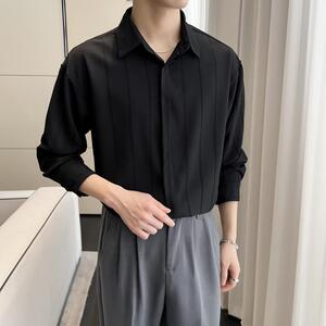 韩系宽松设计感长袖衬衫男士春季条纹潮流痞帅衬衣A202CS5138P65图片