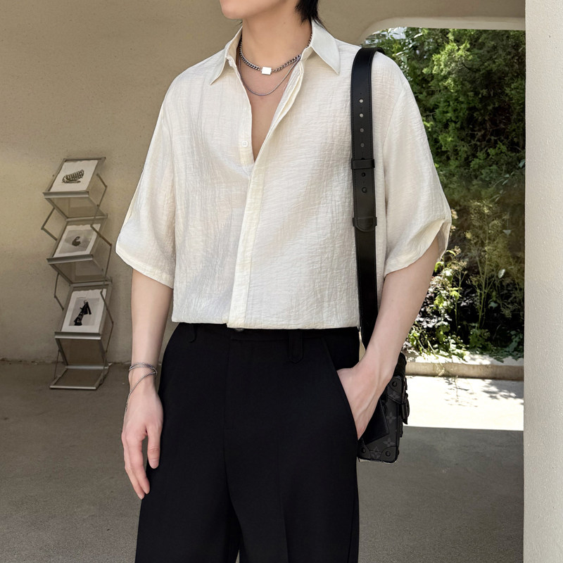 轻熟风短袖衬衫男士夏宽松高级感亚麻垂感透气衬衣1311CS2702P55，男装T恤，星座1311（原A202）