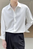 2025春夏新款男高级感冰丝纯色百搭宽松落肩长袖衬衫A202CS016P60，男装衬衫，星座1311（原A202）