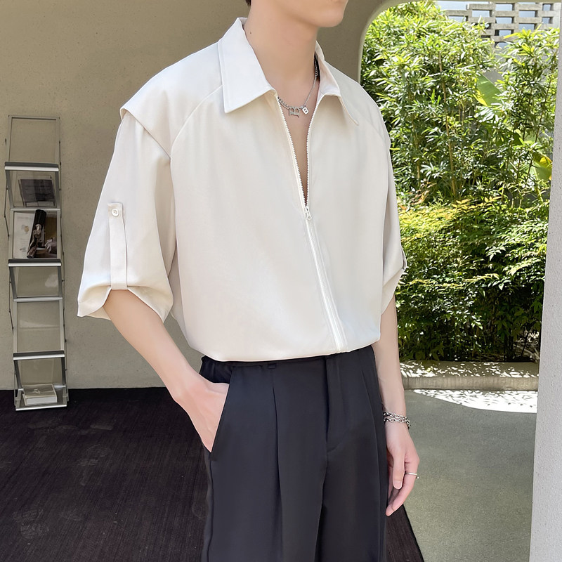 夏季新款高级感冰丝男士短袖衬衫轻熟风抖音A202CS718P60,男装T恤,星座1311（原A202）