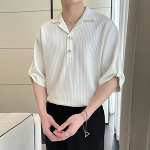 2025夏季新款风男士短袖冰丝POLO衫痞帅潮A202CS1029P50图片