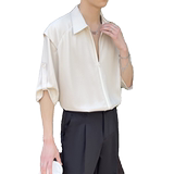 2025夏季高级感男士痞帅冰丝短袖衬衫轻熟风抖音A202CS718P60，男装T恤，星座1311（原A202）