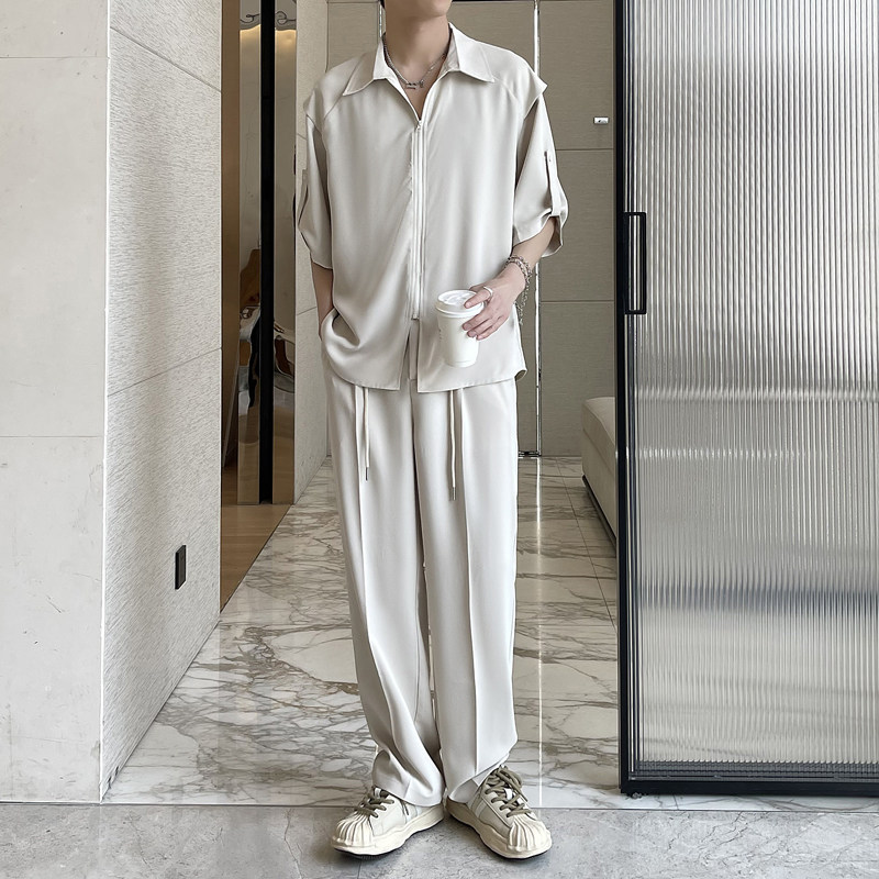 2025夏季新款高级感冰丝轻熟痞帅男士短袖长裤套装A202TZ713P125,男装T恤,星座1311（原A202）