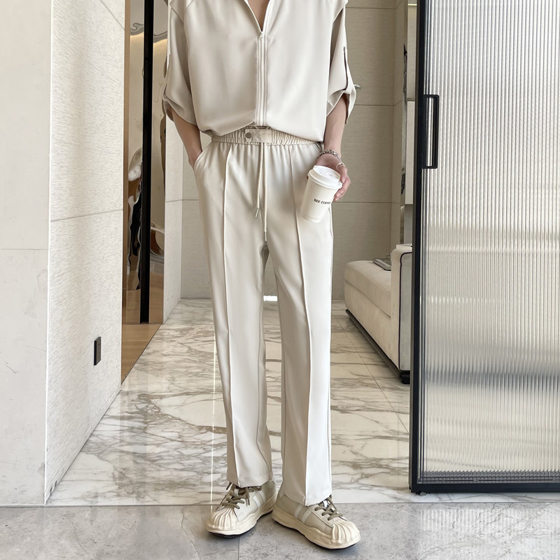 2025夏季新款冰丝垂感直筒休闲裤男宽松长裤抖音A202K1558P65，男装休闲裤，星座1311（原A202）