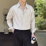 2025夏ins清新条纹衬衫男宽松长袖衬衣韩版痞帅上衣A202CS802P65，男装衬衫，星座1311（原A202）