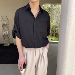 2025冰丝男短袖衬衫宽松落肩潮衬衣抖音直播 A202C012P55控78，男装衬衫，星座1311（原A202）