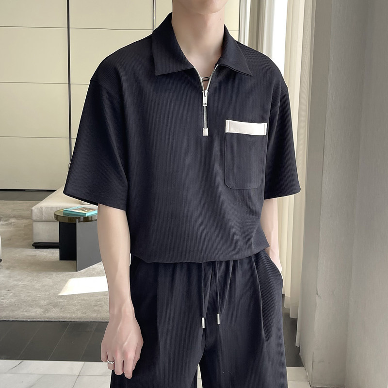 2025夏季男士高品质宽松短袖polo衫潮流英伦翻领t恤A202T2018P50,男装T恤,星座1311（原A202）