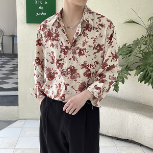 2025春夏新款男高级感碎花衬衫冰丝衬衣薄款防晒衫A202CS803P60图片