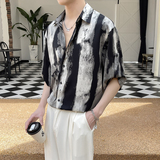 2025夏季新款男士风轻熟风印花短袖衬衫抖音A202CS6002P55，男装T恤，星座1311（原A202）