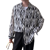 2025春夏新款男士斑马纹长袖衬衫轻奢痞帅上衣A202CS010P60，男装衬衫，星座1311（原A202）