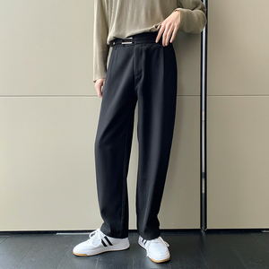 2025轻熟风宽松腰带装饰休闲长裤小直筒男裤子A202K0030P65图片