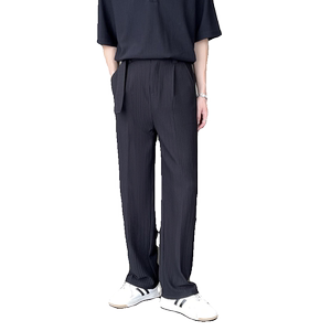 2025男士夏季宽松纹理感阔腿裤垂坠感休闲直通长裤A202K2015P65图片