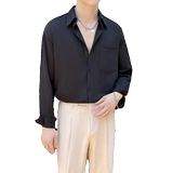 2025春夏新款纯色百搭轻熟风简约长袖衬衫落肩衬衣A202CS015P60，男装衬衫，星座1311（原A202）