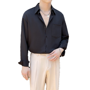 2025春夏新款纯色百搭轻熟风简约长袖衬衫落肩衬衣A202CS015P60图片