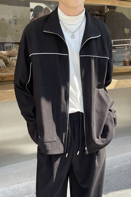 2025春夏男士翻领条纹落肩宽松拼接收腰夹克A202JK2009P105,男装夹克,星座1311（原A202）