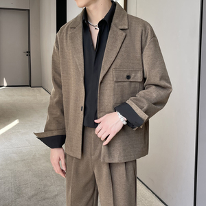 2025毛呢秋冬小西装男宽松潮流高级感痞帅休闲西服 A202XZ202P125图片