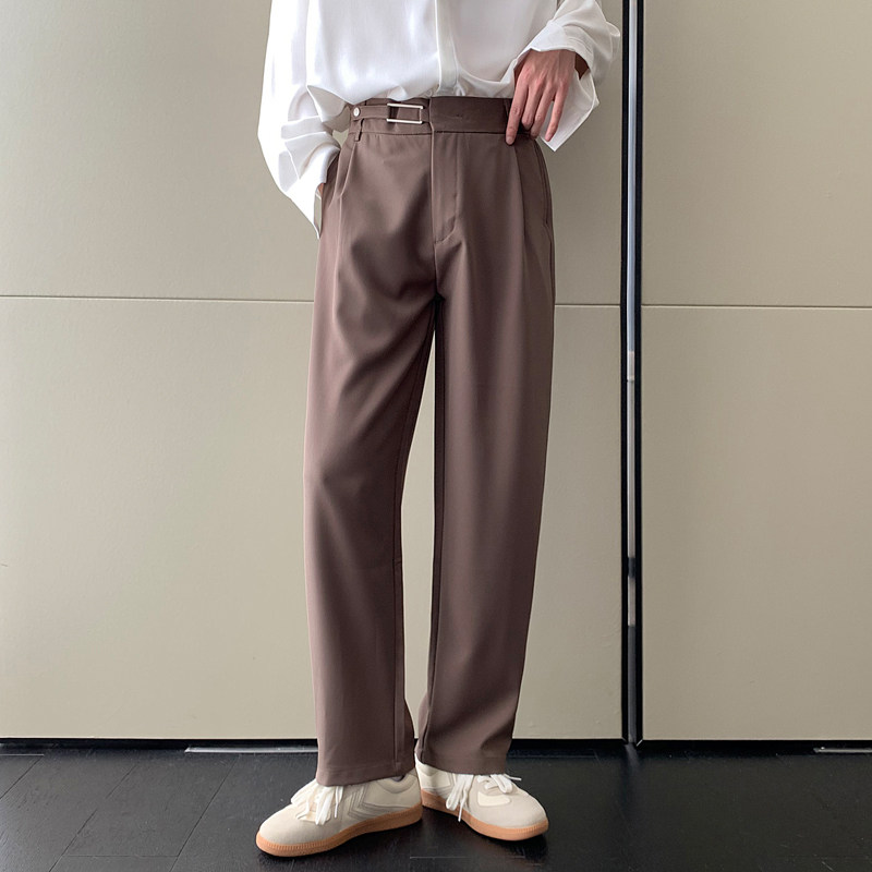 2025轻熟风宽松腰带装饰休闲长裤小直筒男裤子A202K0030P65,男装休闲裤,星座1311（原A202）