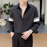 2025春夏新款轻熟风轻奢高级感拼接落肩宽松长袖衬衫A202CS510P65，男装衬衫，星座1311（原A202）