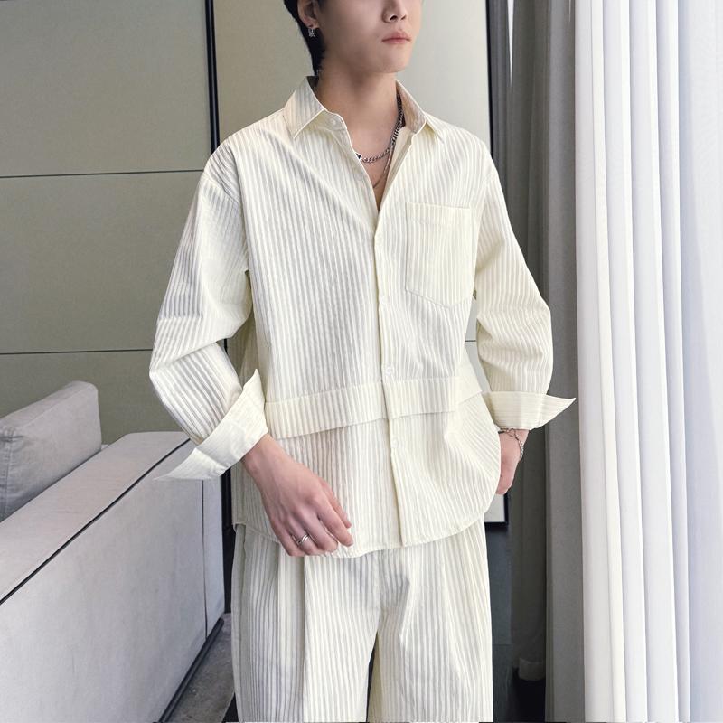 2025春夏男士高级条纹肌理感落肩设计感潮牌宽松衬衫A202CS621P70,男装衬衫,星座1311（原A202）
