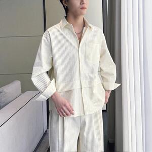 2025春夏男士高级条纹肌理感落肩设计感宽松潮牌衬衫A202CS621P70图片