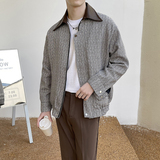 2025春夏新款男士拼接皮翻领宽松夹克外套抖音A202JK1669P125，男装夹克，星座1311（原A202）