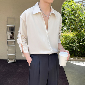 2025春夏新款男轻熟调节长短袖设计衬衫免烫垂坠衬衣A202CS618P65图片
