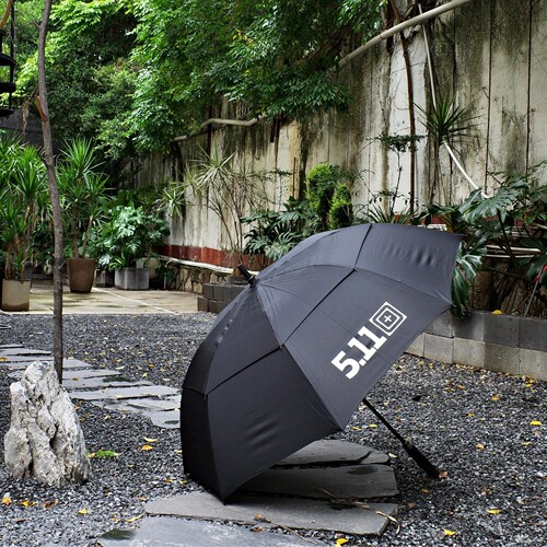 户外加大黑色双层防风高尔夫雨伞