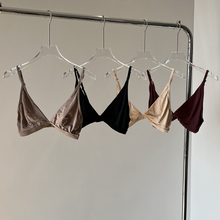 法式bralette超薄款无胸垫内衣女深V性感大胸显小三角杯文胸夏季