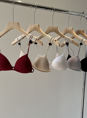 美背前扣内衣女无钢圈薄款三角杯小胸法式文胸性感舒适胸罩红色