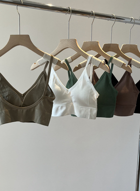 美背大U露背吊带背心女带胸垫短款露脐抹胸裹胸V领修身内搭上衣夏