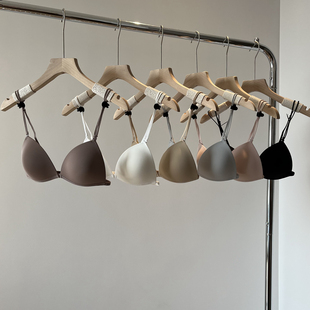 美背内衣女薄款 前扣文胸小胸三角杯胸罩光面无痕bra夏 细肩带法式