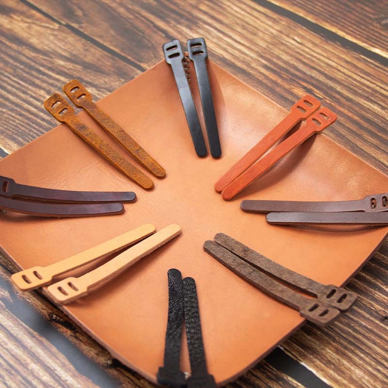 双孔horween霍尔文牛皮复古植鞣箱包服装辅料拉锁拉链皮拉片2只装