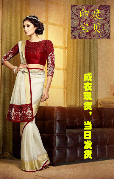 印度进口巴基斯坦女士奢华重工刺绣纱丽沙丽saree公司年会派对美