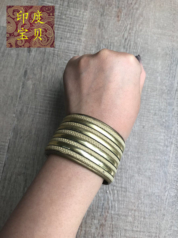 印度进口特宽夸张黄铜胚开口可调节手镯手环女款女士尼泊尔设计师