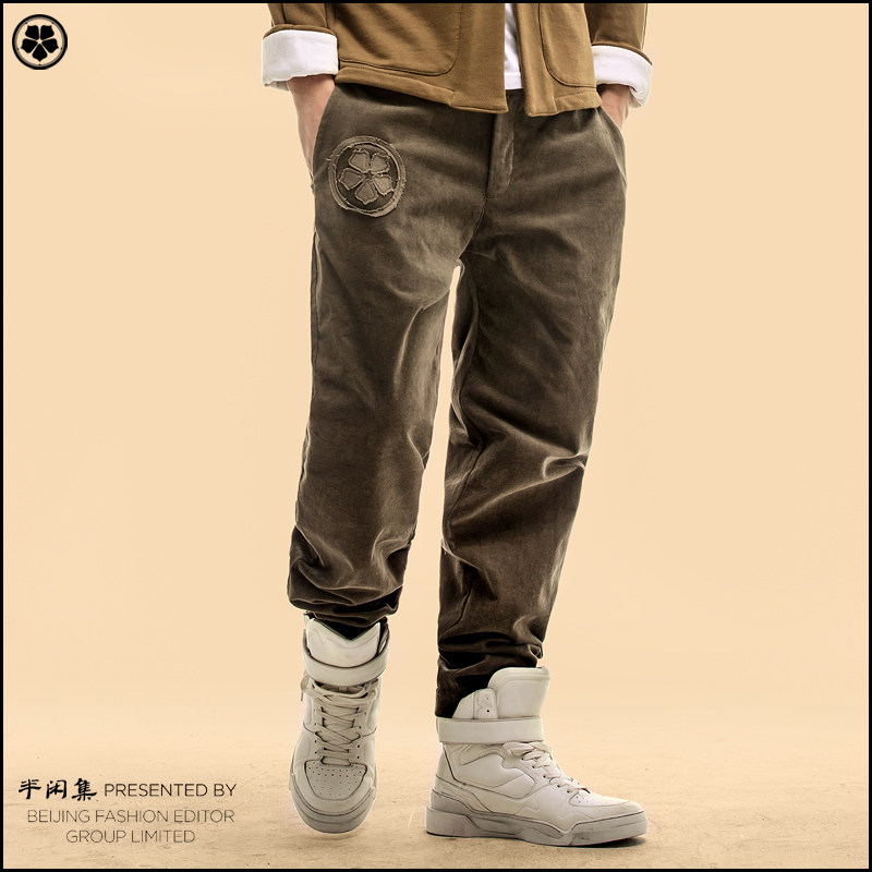 半闲集中国风男装 裤子平绒中腰直筒休闲时尚春秋长裤 复古潮男裤|msdalam kategori Pakaian Lelaki, seluar santai - dari Buy2taobao.com untuk memberikan perkhidmatan ejen Taobao profesional membeli