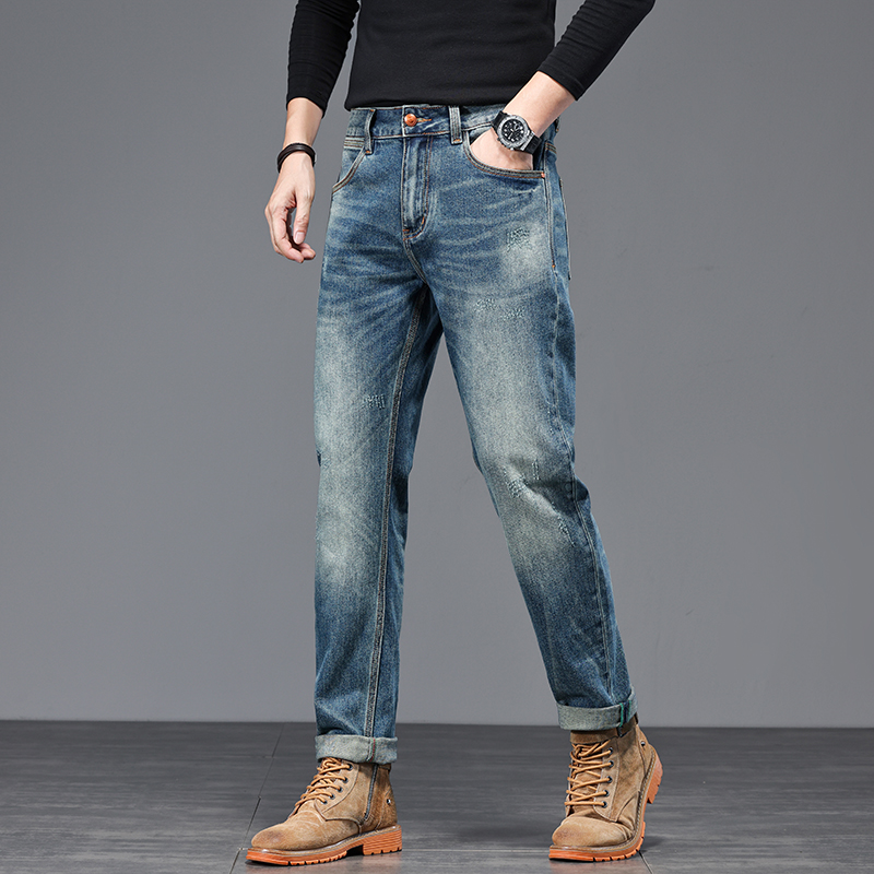 高端刺绣弹力牛仔裤男士秋季新款