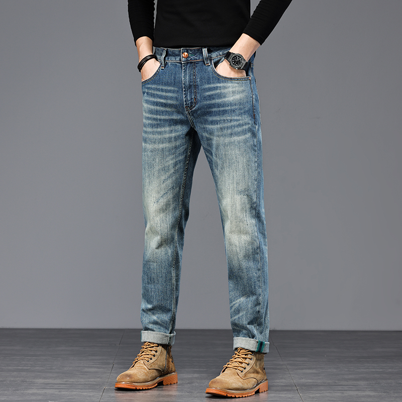 美式复古高端水洗牛仔裤男士秋款