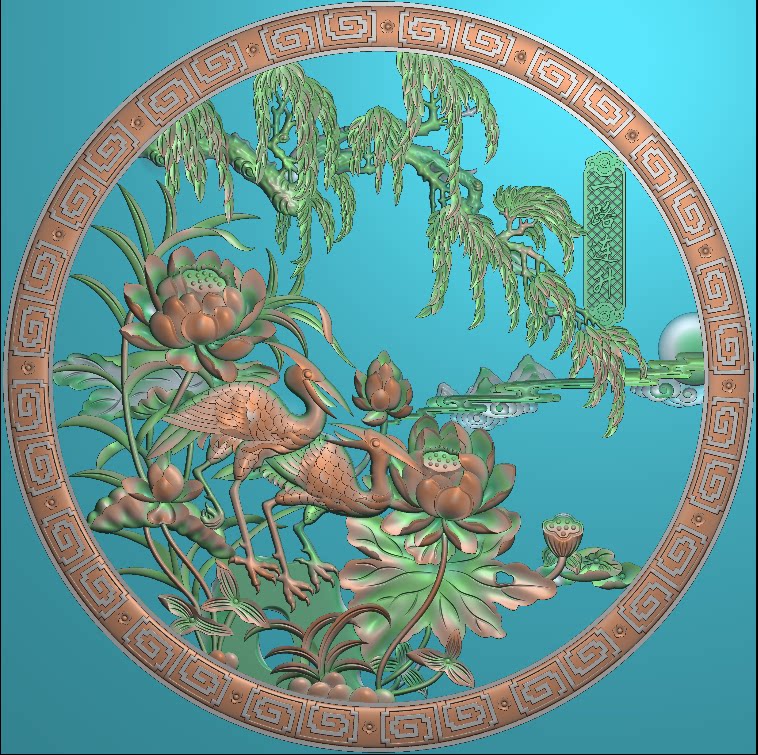 梅花荷花牡丹菊花（圆盘花鸟镂空）精雕图圆盘家具图二十一个