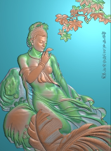 侍女图改东阳木雕工艺品挂件挂屏屏风手工雕刻扫描精雕图