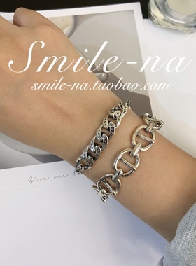 小众925纯银手链猪鼻子手镯手环