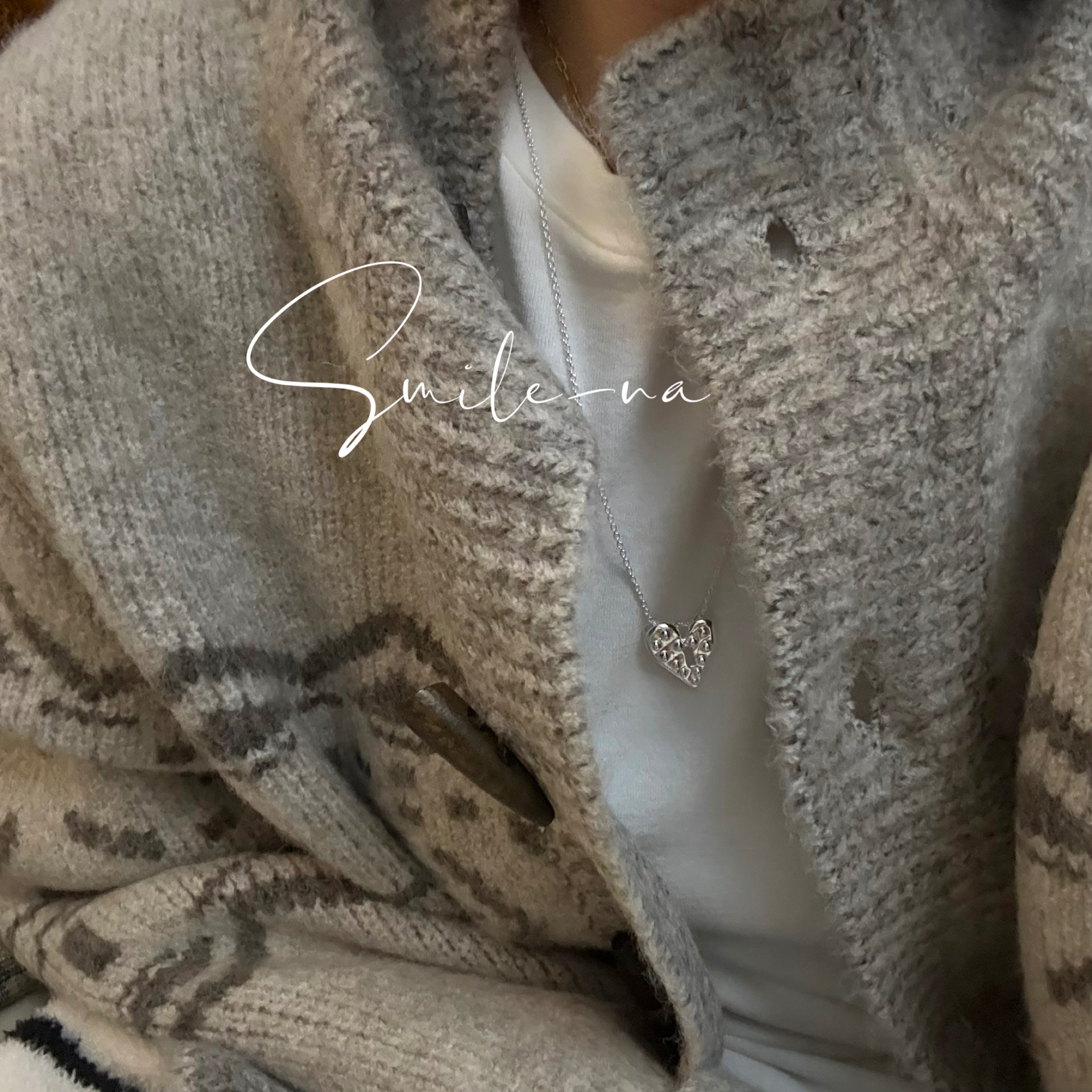 韩国进口S925纯银小众设计款简约百搭爱心豆豆面吊坠项链锁骨链