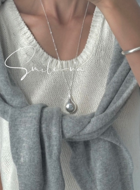 韩国进口小众设计款S925纯银大水滴造型时尚百搭长款毛衣链项链女
