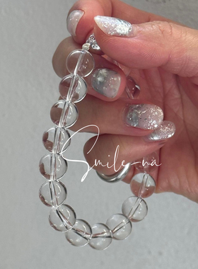 韩国进口925纯银磁吸扣天然透白圆珠水晶串珠手链百搭时尚手串