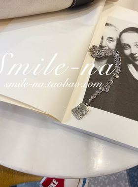 东大门纯银不规则方块拼接锁骨链