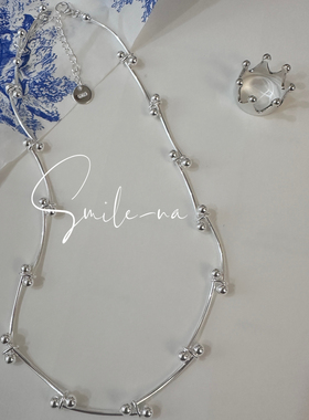 韩国进口小众设计款925纯银波浪线条拼接时尚百搭质感锁骨链项链