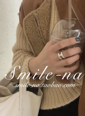 韩国ins设计师款925字母指环戒指