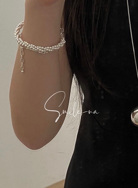 手镯多层编织925纯银手环